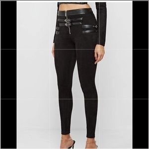 NEVER WORN MANIERE DE VOIR vegan suede leggings black